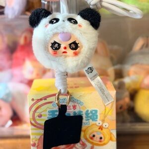 Cute Panda Keychain with Plush Design phone Landyard